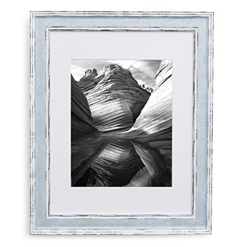 Frame Distressed Blue, Matted to 8x10, Frames by EcoHome B077XXRK9Q New