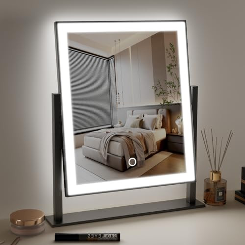 durup Lighted Makeup Mirror Hollywood Mirror Vanity Mirror (16in, Black) New