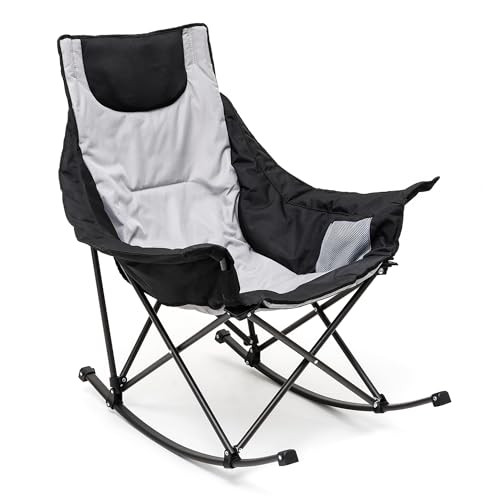 SUNNYFEEL OVERSIZED FOLDING ROCKING CAMPING CHAIR 500LBS AC2026 - GREY