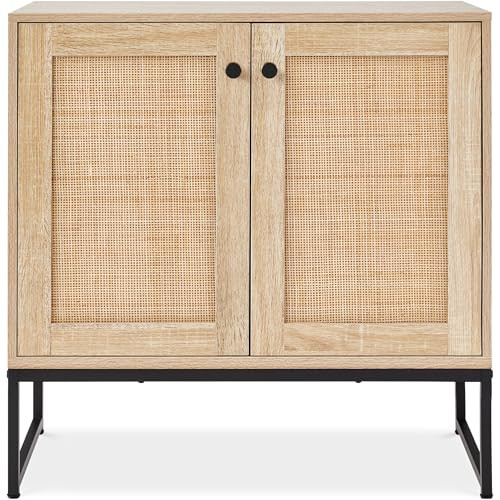 BCP 2-Door Accent Furniture Cupboard Non-Scratch Sky6891 - Black/Rattan