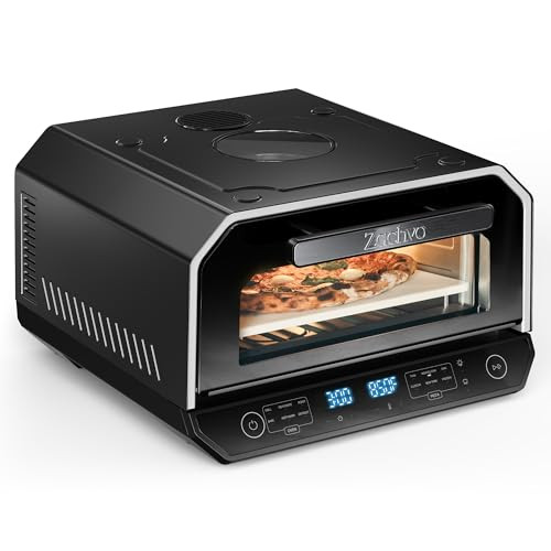 ZACHVO 13-IN-1 INDOOR PIZZA OVEN, 5 PIES/30 MIN - BLACK