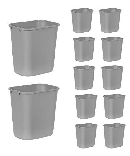 Rubbermaid Commercial Products Wastebasket, Gray, 7-Gal, Pack of 12 New