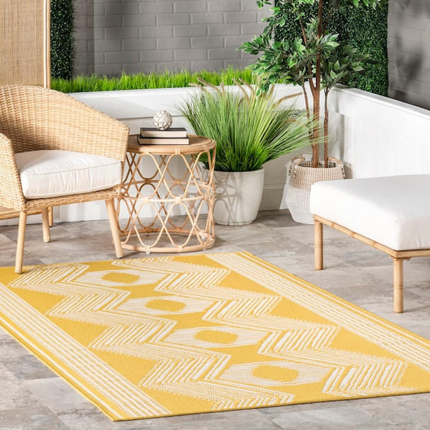 NULOOM 5FT X 8FT LOOMED RECTANGULAR AREA RUG - YELLOW/WHITE