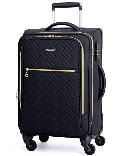 BAGSMART 20" SOFTSIDE EXPANDABLE SPINNER CARRY-ON, AIRLINE APPROVED - BLACK