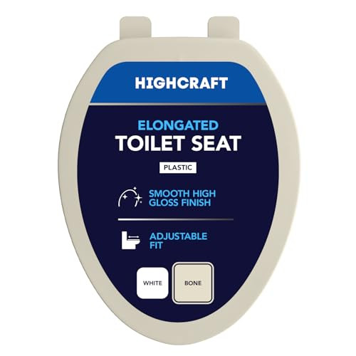 HIGHCRAFT B1TSPE ELONGATED PLASTIC TOILET SEAT WITH ADJUSTABLE HINGE - BONE New