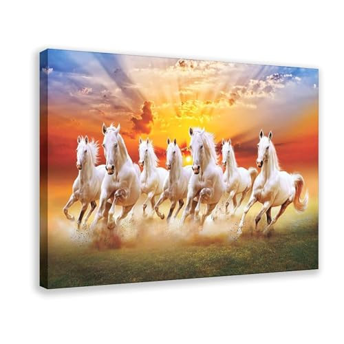 7 Horses Running Painting Vastu with Frame 7 Running Horses 7 Horse Painting