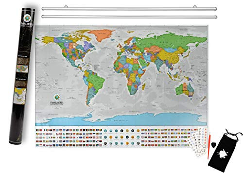 Scratch Off World Map with Frame Included – Kids Scratch Off Map New