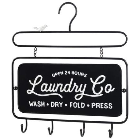 Ganz CB173949 Black Enamel Laundry Multi Hook Wall Decor 21" Height New