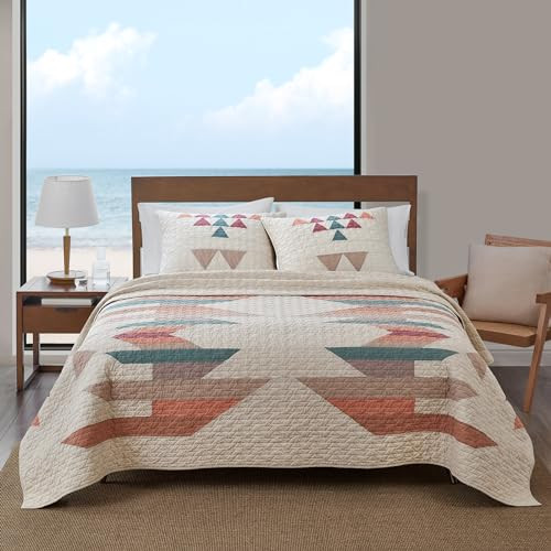 Pendleton 24451 Palm Canyon Pieced Quilt Set King Sandshell Multicolor New