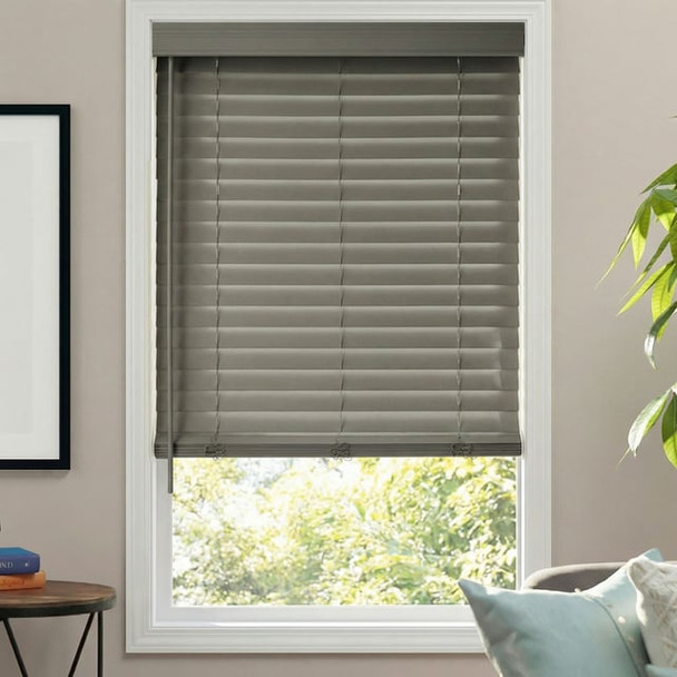 BLINDSTER 2 INCH PREMIUM CORDLESS FAUX WOOD BLINDS, 33 1/2 X 27 - GRAY