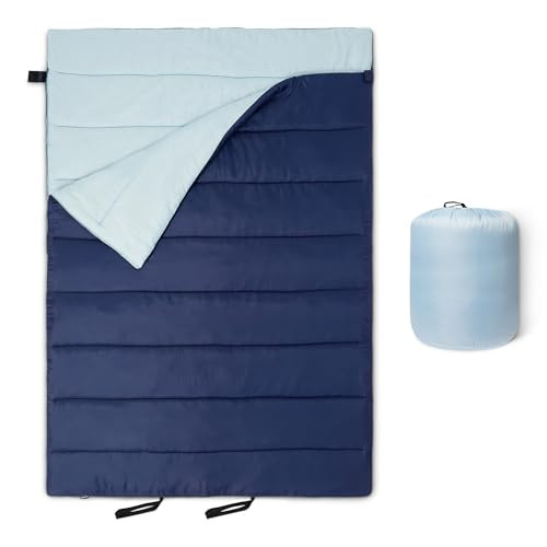 AMAZON BASICS DOUBLE SLEEPING BAG FOR ADULTS 3 SEASON - NAVY