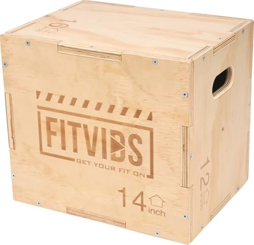 Fitvids 3-in-1 Wooden Plyo Box Jump Box for Home Gym and Outdoor Workouts New