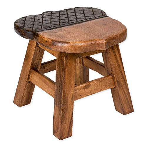 Sea Island Imports Acorn Hand Carved Acacia Hardwood Decorative Short Stool New