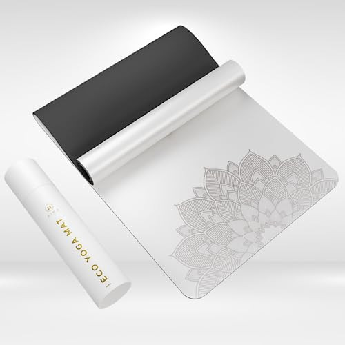 Ajna Natural Rubber Yoga Mat Decrease Impact Strain On Joints Mandala White New
