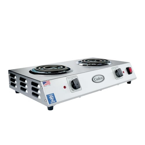 Cadco CDR-1T Countertop 21.25" W Double Burner Electric Hot Plate, B003Z4EIPG New