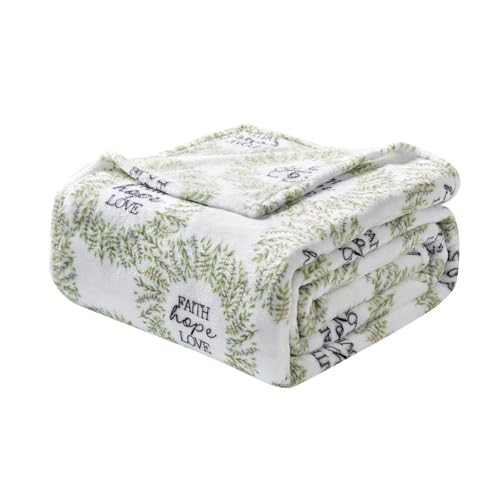 Plazatex Faith, Hope & Love Printed Luxurious Ultra Soft Lightweight Bed Blanket New