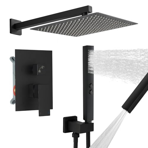 RUMOSE SHOWER FAUCET WALL MOUNTED RAIN HEAD HANDHELD RSS0002003BK - BLACK