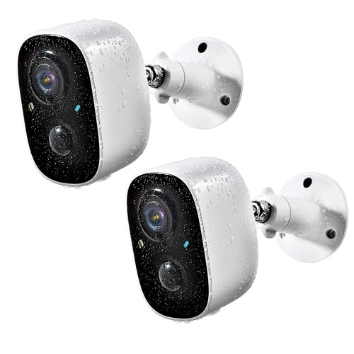 GEEKEE SECURITY CAMERAS WIRELESS 2-WAY TALK BATTERY 2K NIGHT VISION 2-PACK WHITE