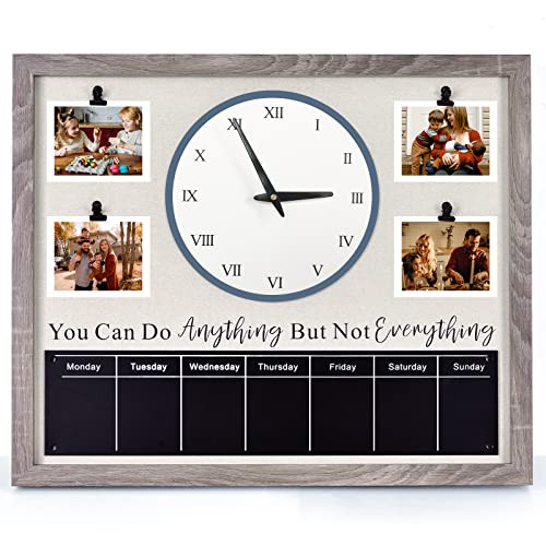 NC Rustic Picture Clock and Chalkboard Memos Wooden Wall-Decorate 25×20.5×1.4 New