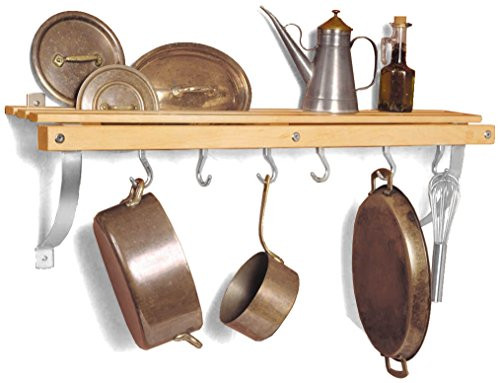 J.K. Adams 36-Inch-by-11-Inch Wall Mounted Pot Rack 6 Hooks Included - NEW New