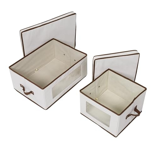 Honey-Can-Do 2-Pack Closet Fabric Storage Box Lid Clear-View Window SFT-09986 New
