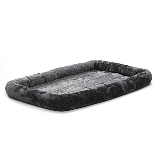 MidWest Homes for Pets Dog Bed - Gray Faux Fur Bolster, Soft, Machine Washable New