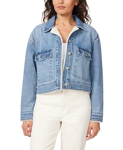 kensie Jeans for Women Crop Cargo Jacket with Sherpa Lining, Pippa, Large New