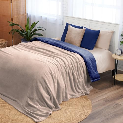 NORTHWEST Ashford Home Cozy Warmwell Blanket - Moonlight Taupe - Queen Size New