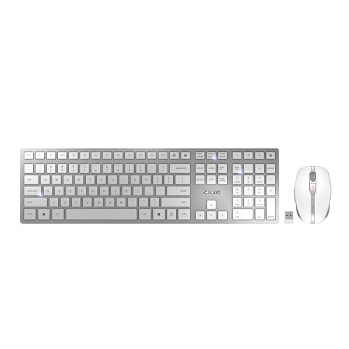 CHERRY SLIM, WIRELESS KEYBOARD AND MOUSE SET, DW-9100, - SILVER/WHITE