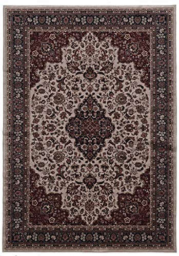 Linon Emerald Barton Cream & Rust Area Rug 6.7 X 9.7 Ft Traditional Decor New