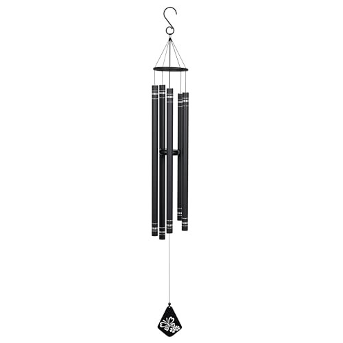 Alpine Corporation KAW196HH-BK Metal WindwChime w/Butterfly Windcatcher, Black New
