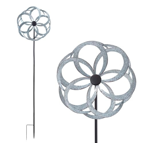 Alpine Corporation 59" Tall Outdoor Metal Wind Spinner Garden Stake New
