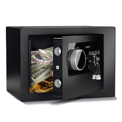 CDC DIGI DIGITAL ELECTRONIC MONEY SAFE STEEL SECURITY LOCK BOX KEYPAD - BLACK