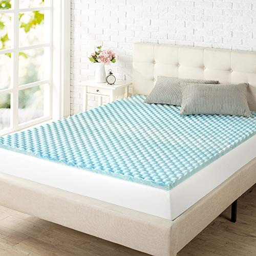 ZINUS 1.5" Swirl Gel Cooling Memory Foam Mattress Topper Cooling Airflow Design New