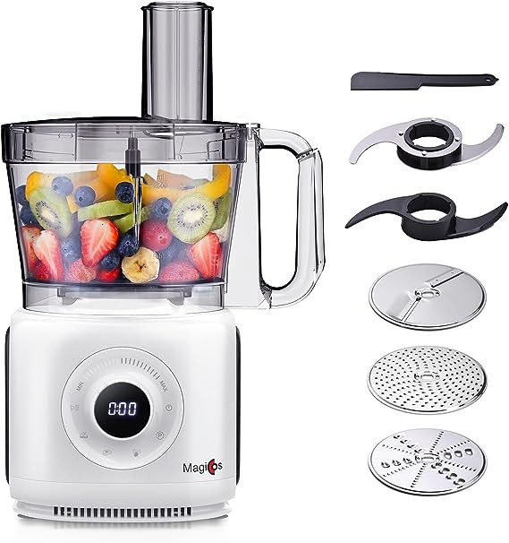 MAGICCOS 7-in-1 Large Digital Food Processors 14Cup 1000W FP416A - Pearl White