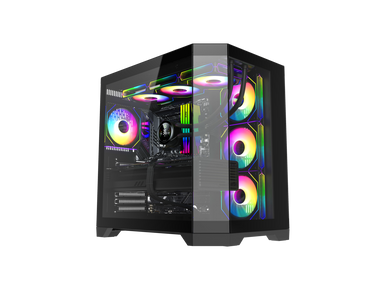 GAMEMAX HYPE-A Black USB3.0 Mid-Tower ATX Tempered Glass Computer Case ...