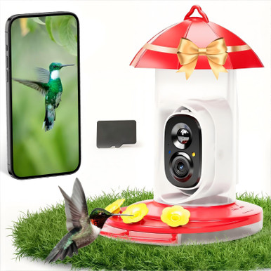 Xos Hummingbird Camera VISTAFLEDGE 2K HUMMINGBIRD FEEDER CAMERA OUTDOOR - AI IDENTIFY - RED ...