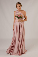 Luxe Satin Ballgown Multiway Infinity Dress in Dusty Pink Luxe Satin Ballgown Multiway Infinity Dress in Dusty Pink