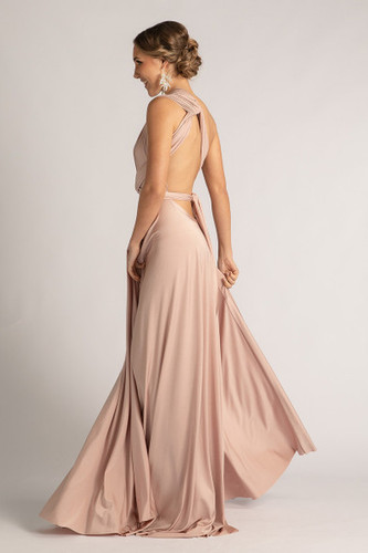 Luxe Satin Ballgown Multiway Infinity Dress in Blush Pink