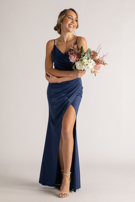 Melanie Spaghetti Strap Formal Bridesmaids Dress in Navy