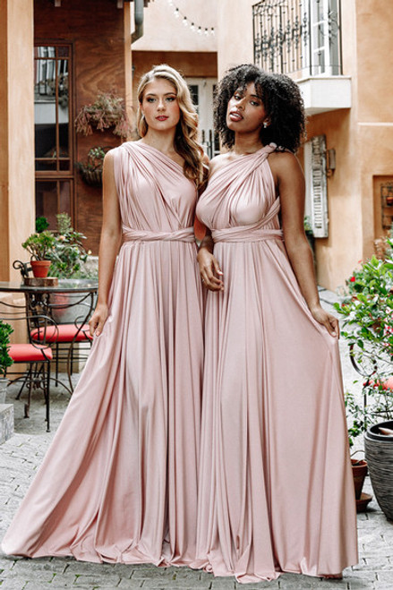 Luxe Satin Ballgown Multiway Infinity Dress in Dusty Pink Luxe Satin Ballgown Multiway Infinity Dress in Dusty Pink