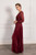 Stella Long Sleeved Sparkly Split Formal Dress in Burgundy