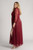 Stella Long Sleeved Sparkly Split Formal Dress in Burgundy