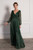 Stella Long Sleeved Sparkly Split Formal Dress in Emerald Green