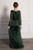 Stella Long Sleeved Sparkly Split Formal Dress in Emerald Green