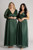 Stella Long Sleeved Sparkly Split Formal Dress in Emerald Green