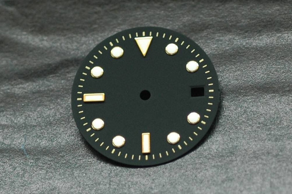 Yellow Lume Gold Trim Plain Submarine Sub Watch Dial for ETA 2836 2824 movement  Lume 