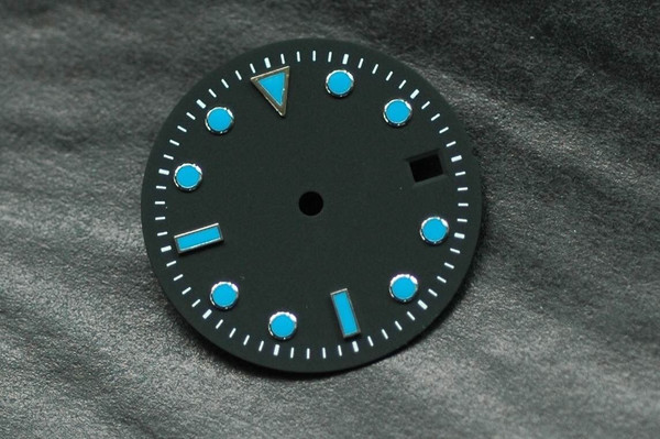 Blue Lume Plain Submarine Sub Watch Dial for ETA 2836 2824 movement  Lume 