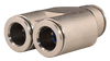 Brass Nickel Plated Push to Connect Fitting, Union Y Connector, 289PPNI Series