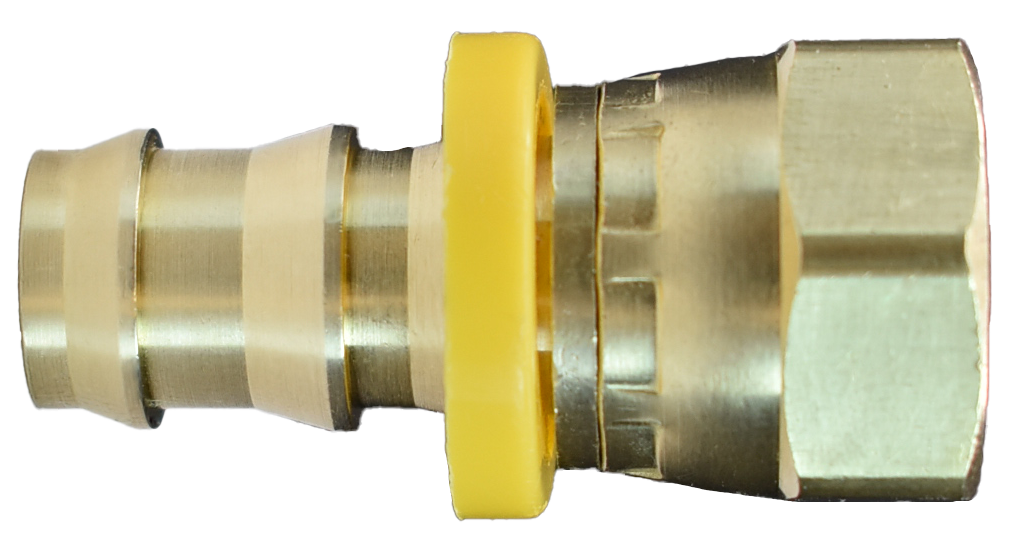 Brass Push-Lock Hose Barb to 45° Female Flare Swivel